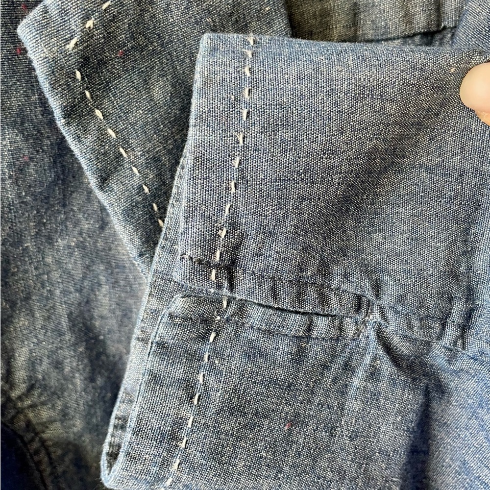 Charter Club Women's Light Blue Denim Blazer SZ 16W white stitching detail GUC - Picture 5 of 10